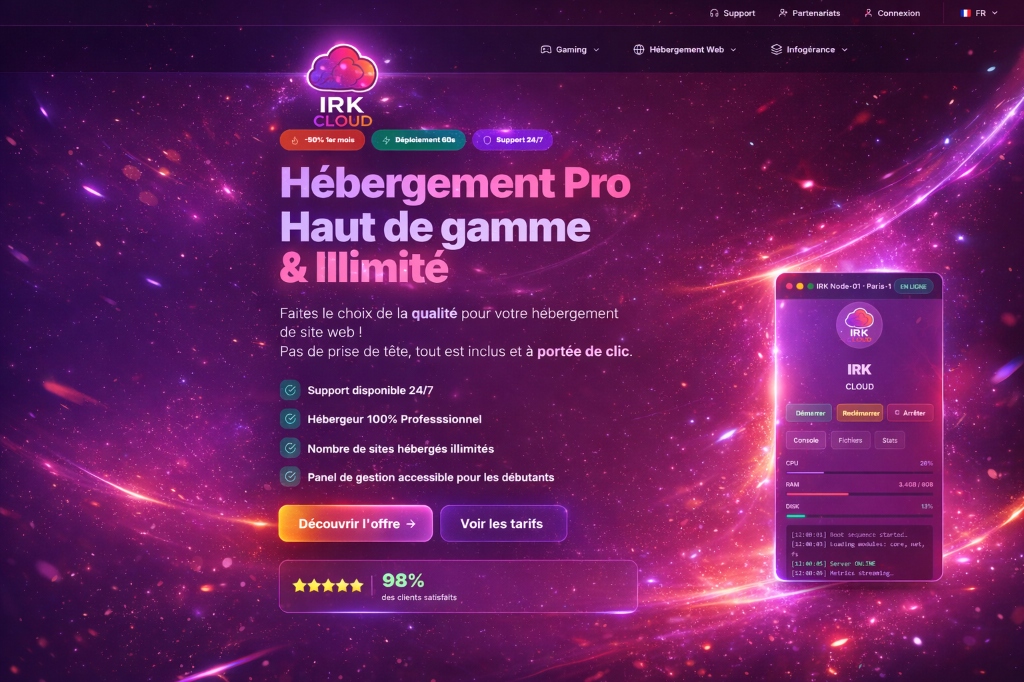 IRK CLOUD - Plateforme SaaS d'hébergement